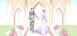 城堡结婚舞台婚礼手绘彩色banner背景高清图片
