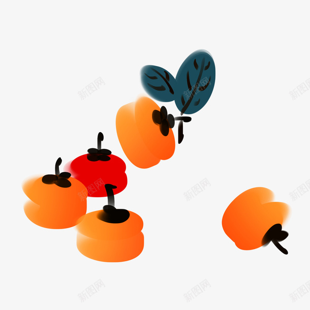 中国风手绘成熟甜柿子png免抠素材_新图网 https://ixintu.com 中国风 成熟 手绘 柿子