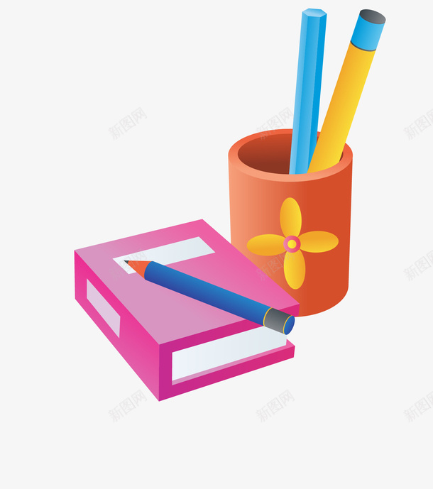 笔盒和书本png免抠素材_新图网 https://ixintu.com 书本 书籍 创意 学生 手绘 文具 笔盒 简笔 铅笔