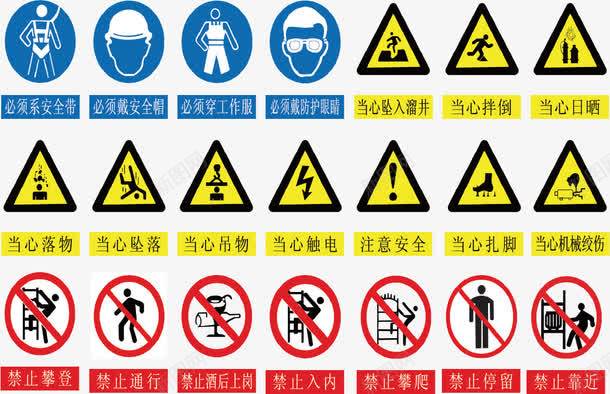 安全警示标志图标png_新图网 https://ixintu.com 安全标志 必须戴安全帽 注意安全 禁止入内 警告标志