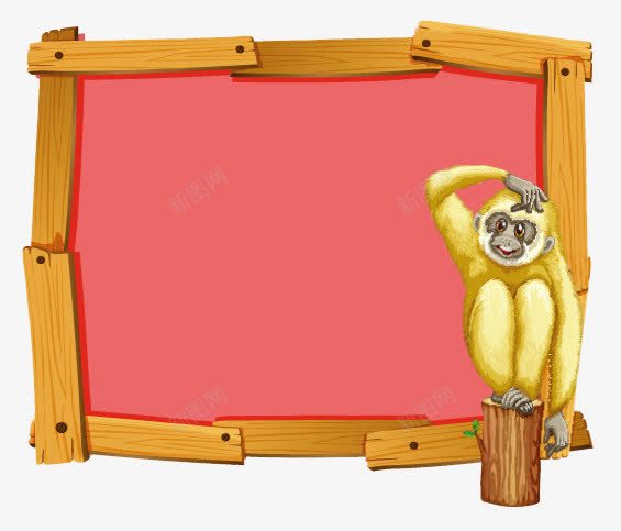 动物展板png免抠素材_新图网 https://ixintu.com 动物 卡通 展板 猴子 边框