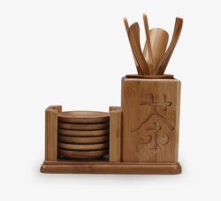 竹制陶瓷茶盘茶具茶文化高清图片
