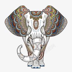 彩色茶碗特色森林系手绘大象高清图片