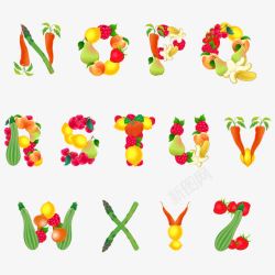 字母与果蔬素材