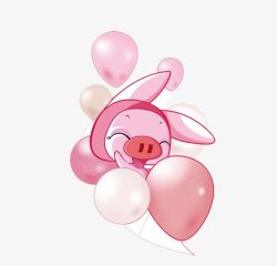 粉色小猪和气球卡通素材