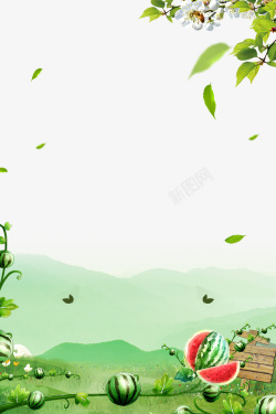 利图片下载盛夏清凉一夏西瓜创意绿色主题边高清图片