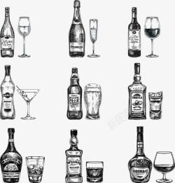洋酒酒水饮料广告素材手绘酒水高清图片