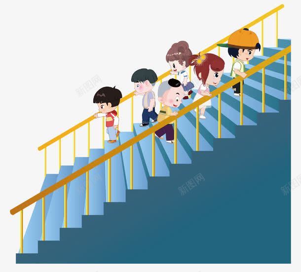 楼梯上的小朋友png免抠素材_新图网 https://ixintu.com 上下楼梯 儿童 爬楼梯 爬楼梯的人 走楼梯