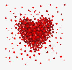 情侣红心分散聚集的红色心心爱情高清图片