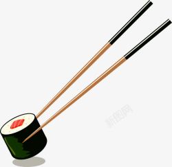 夹菜用筷子夹寿司高清图片