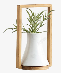 白色木框木质框架植物装饰摆件高清图片