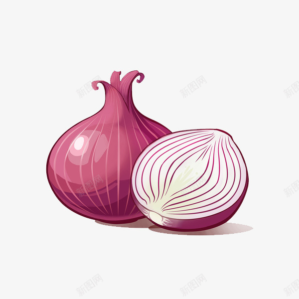 卡通切开的洋葱图png免抠素材_新图网 https://ixintu.com 切开的 切面 卡通 圆形洋葱 插图 洋葱 紫色的 蔬菜