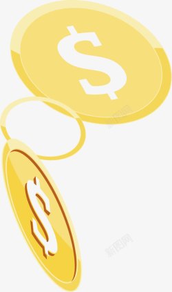 淘金币团委logo漂浮金币卡通金币图标高清图片