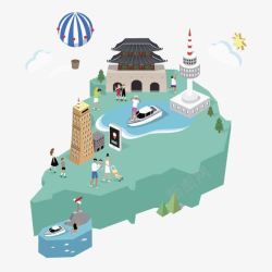 日本地标日本首尔旅游插画高清图片