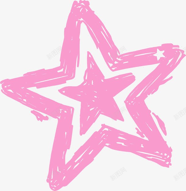 粉色手绘五角星png免抠素材_新图网 https://ixintu.com 不规则形状 几何五角星 几何形状 手绘五角星 涂鸦五角星 涂鸦星星