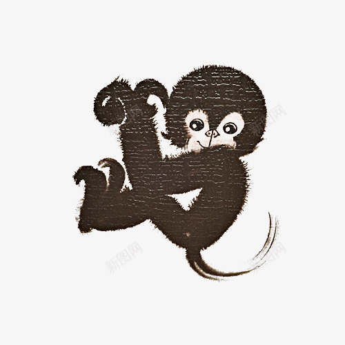 中国风国画可爱的水墨猴子png免抠素材_新图网 https://ixintu.com 中国风 传统 动物 十二生肖 可爱 国画 文化 水墨 水墨猴子 猴子