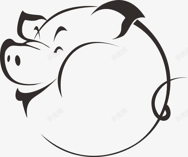 手绘卡通猪剪影png免抠素材_新图网 https://ixintu.com Q版猪 动物 卡通 大肥猪 头像 猪 猪剪影 简洁动物 线条