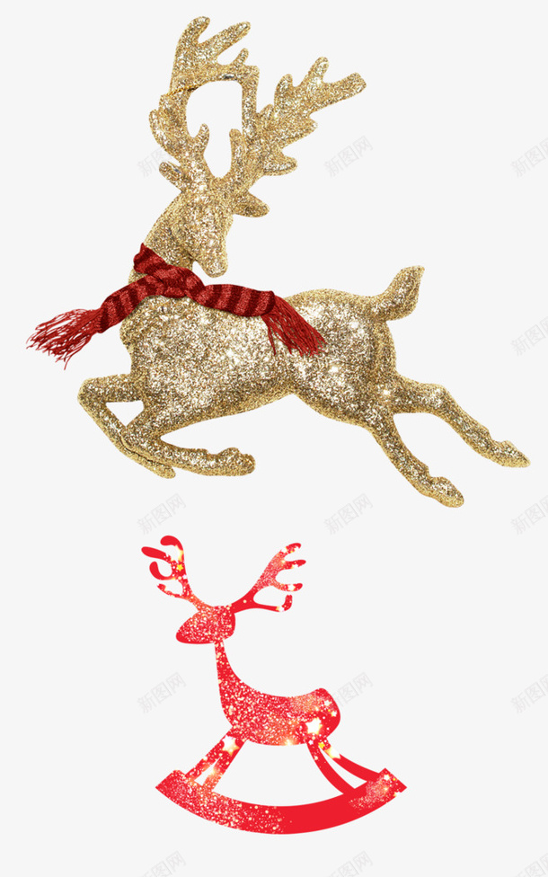 圣诞节麋鹿金色装饰png免抠素材_新图网 https://ixintu.com 圣诞节 装饰 金色 麋鹿