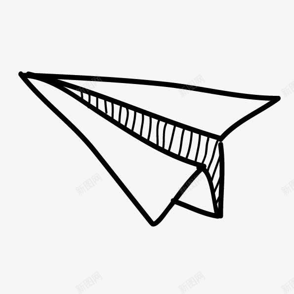 手绘线条飞机png免抠素材_新图网 https://ixintu.com 手绘纸飞机 纸飞机 黑白飞机