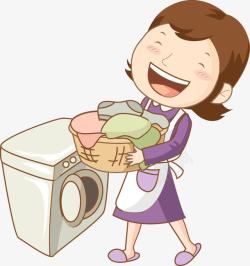 脏衣物洗衣服的女人图高清图片