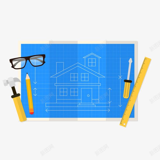 创意DIY房屋纸png免抠素材_新图网 https://ixintu.com DIY 工具 建筑 房屋 施工图纸 设计图纸