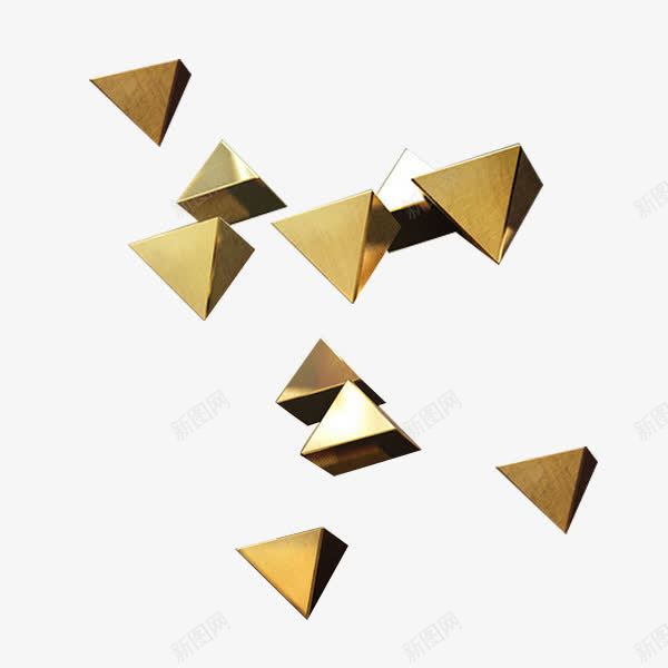 金色边框三角形立体元素png免抠素材_新图网 https://ixintu.com 三维 发光 矩形