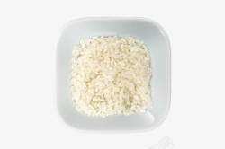 白色瓷碟四方碟子里的白色大米饭高清图片