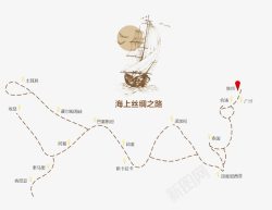 丝绸之路文化海上丝绸之路线路图高清图片