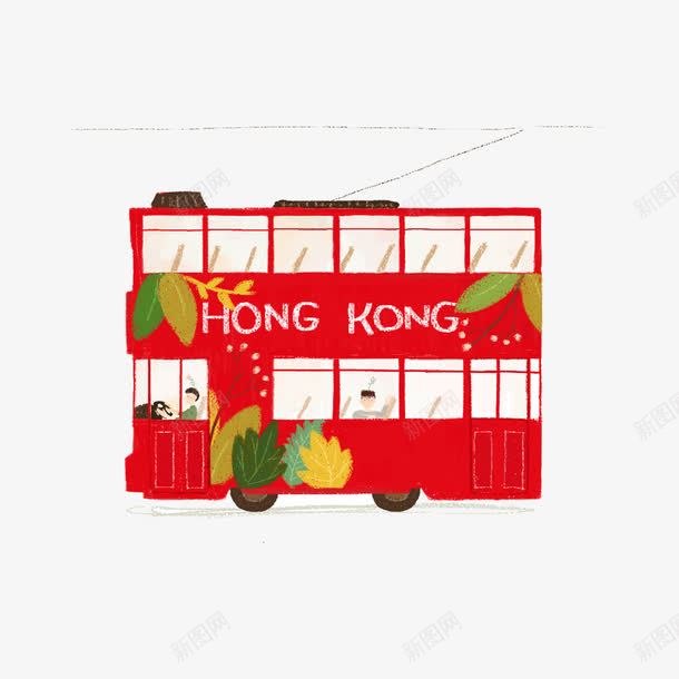 卡通香港双层巴士png免抠素材_新图网 https://ixintu.com 中华人民共和国香港特别行政区 中国香港 复古 底纹 怀旧 我爱香港 海报设计 老香港 香港剪影 香港卡通 香港双层巴士 香港城市 香港景区 香港街道双层巴士