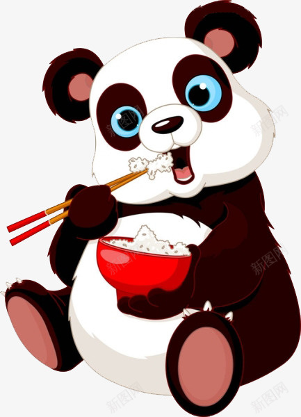 熊猫吃饭图png免抠素材_新图网 https://ixintu.com 可爱画风 熊猫 筷子手绘 米饭 装饰 餐饮食品