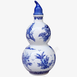 葫芦花瓶青花瓷葫芦泡酒瓶高清图片