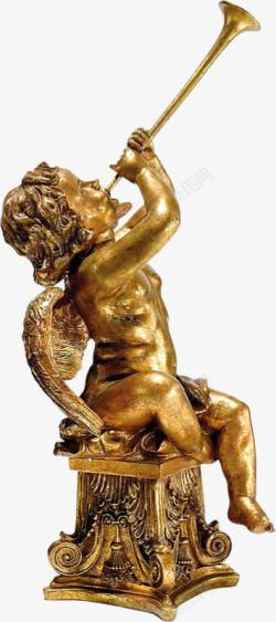 复古雕塑复古青铜欧式天使小男孩高清图片