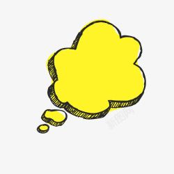 黄色云朵思想卡通素材