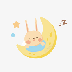 小枕头黄色月亮兔子手绘高清图片