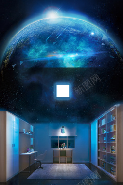 蓝色梦幻宇宙智能科技海报背景背景