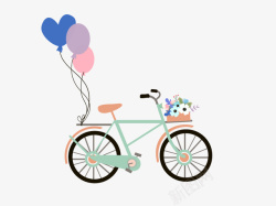 自行车气球婚礼卡通素材