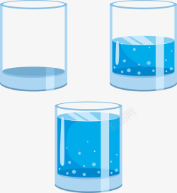 三个水量不一样的水杯矢量图素材