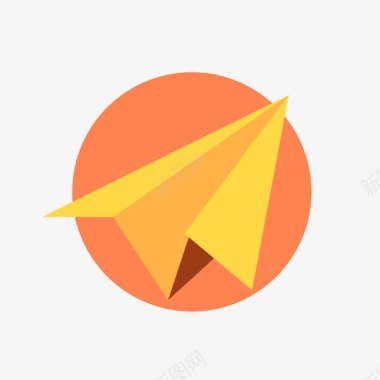 黄色几何三角形纸飞机元素图标图标