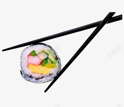 筷子夹起的寿司png免抠素材_新图网 https://ixintu.com 产品实物 寿司卷 美食素材 黑色筷子