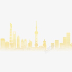 上海剪影矢量图金色上海城市剪影高清图片