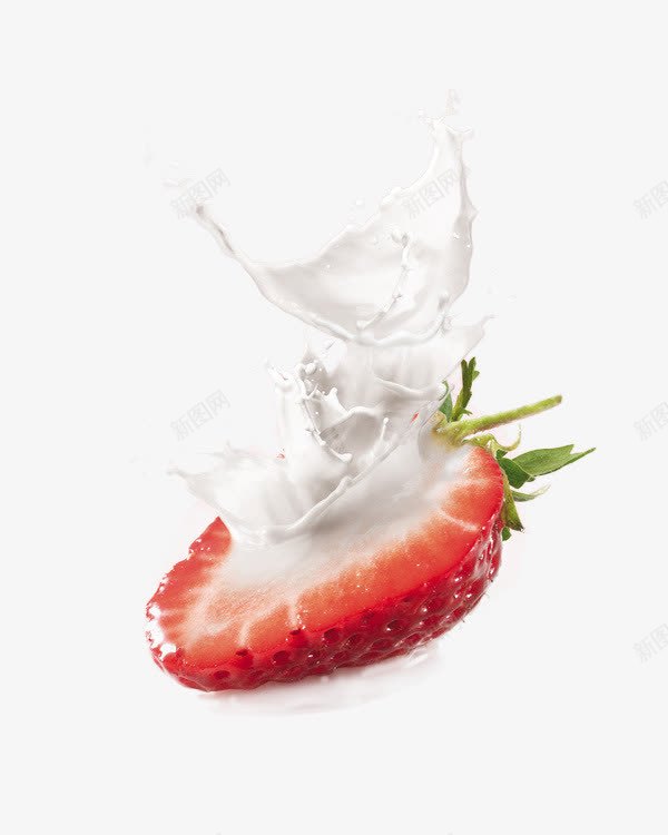 草莓碰撞牛奶png免抠素材_新图网 https://ixintu.com 水果牛奶 溅射牛奶 牛奶飞溅 草莓牛奶