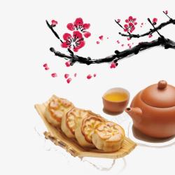 金色茶水中国风餐具高清图片