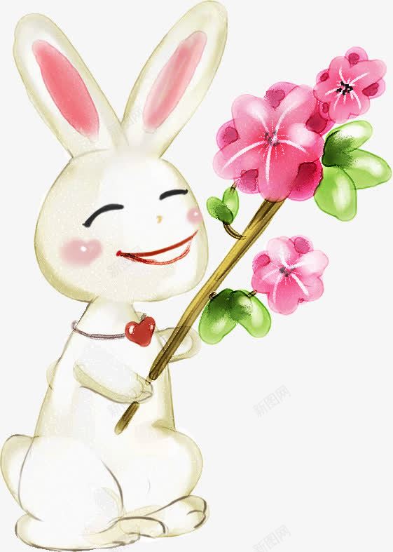春天粉色兔子花朵png免抠素材_新图网 https://ixintu.com 兔子 春天 粉色 花朵