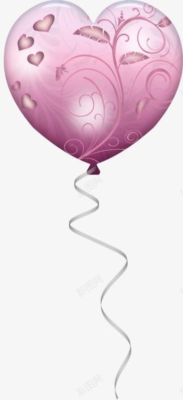 印花爱心气球png免抠素材_新图网 https://ixintu.com 印花 心形 手绘 气球 淡紫色 绳子