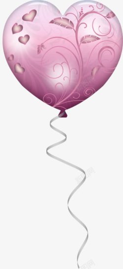 紫色绳子印花爱心气球高清图片