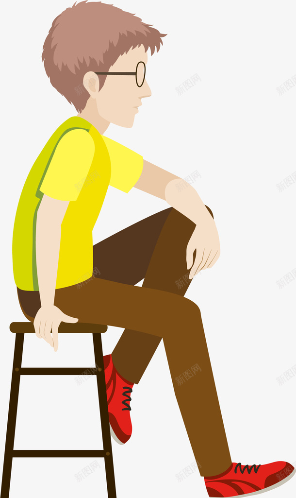 坐在凳子上的男孩png免抠素材_新图网 https://ixintu.com 休息 可爱男孩 坐在凳子上 学生 帅气男孩 短发男孩