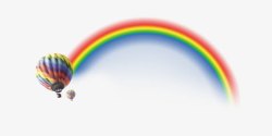 少儿美术展架海报用彩虹及热气球装饰高清图片