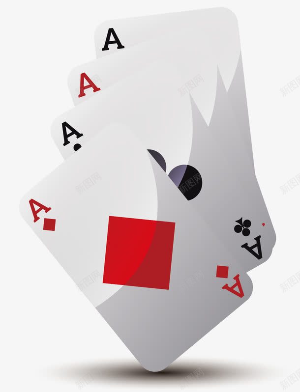 四张扑克牌png免抠素材_新图网 https://ixintu.com 扑克牌 矢量素材 纸牌 花色 赌博