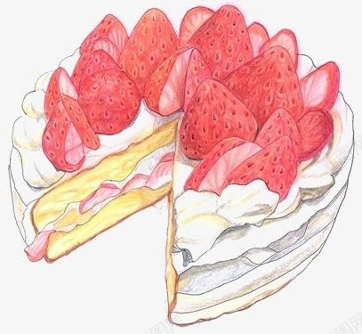 卡通手绘草莓蛋糕png免抠素材_新图网 https://ixintu.com 卡通 奶油 手绘 插画 烘焙 美食 草莓
