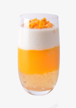 芒果欧蕾饮品分层的芒椰蜂蜜冻高清图片
